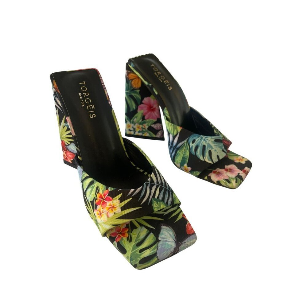 Torgeis Paradise Sandal Floral High Heel Shoes Size 6.5 NEW